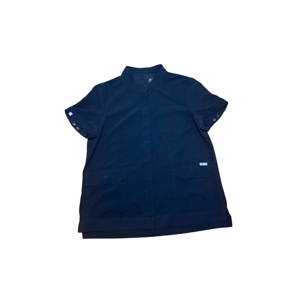 FIGS Technical Collection Black Scrub Top Mandarin Collar W19SW1003 Womens M